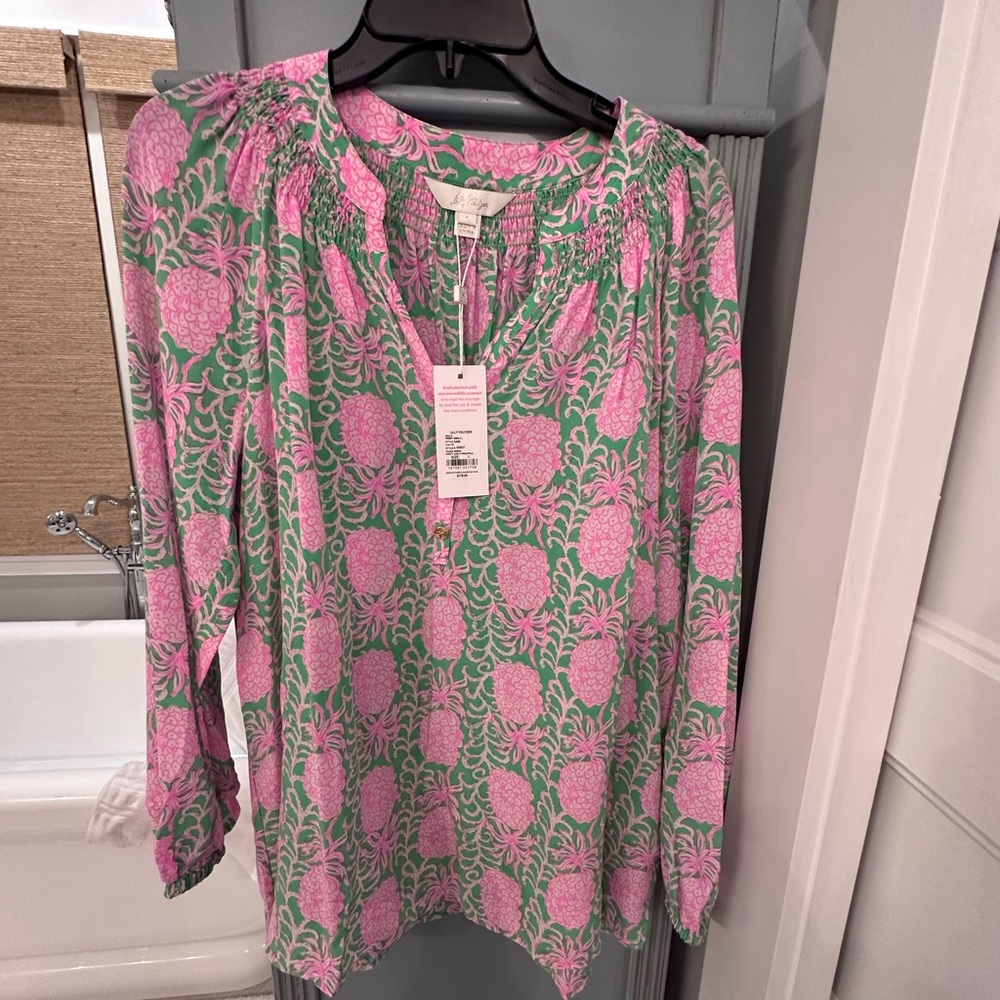 Lilly Pulitzer Pink and Green Pineapple Blouse